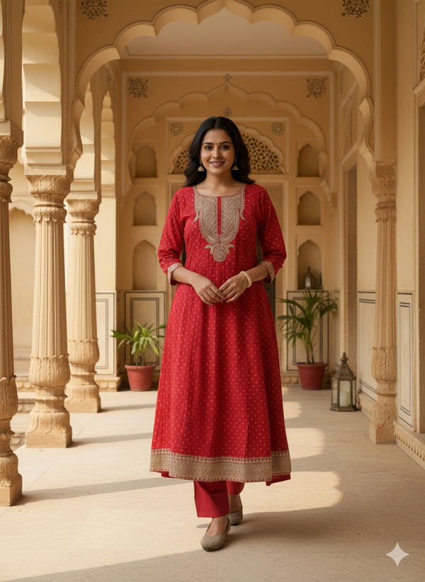 Veloria Red kurta Set